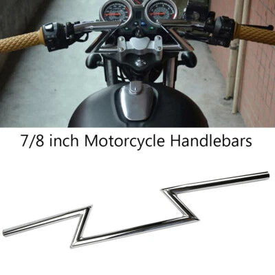 Chrome Drag Bars 7/8 inch 22mm Motorcycle Z Handlebars For Chopper Bobber Yamaha - Imagem 1 de 4