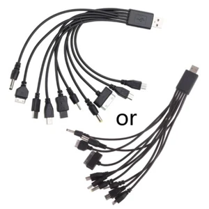 Multi Plug USB Phone Charger Cable 10 in 1 USB Cable Multi-port Universal - Zdjęcie 1 z 8