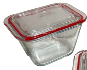 Pyrex Glass Food Storage Container With Red Lid 1 7/8 Cups 440ml Made In USA - Picture 1 of 7