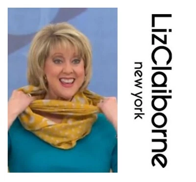 LIZ  CLAIBORNE  YORK  YELLOW  TWIN POLKA  DOT  INFINITY  SCARF One Size  NEW  - Image 1 of 3