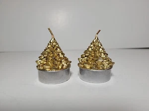 2 Weihnachten Teelicht Kerzen 2 cm Gold - Bild 1 von 2