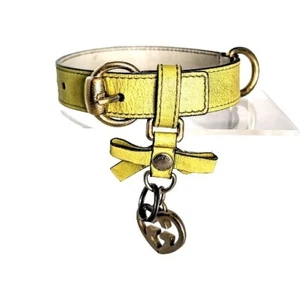 Authentisches Gucci GG Leder limettengrün Haustier Halsband M 4 Löcher 10,25" bis 12,5" - Bild 1 von 12