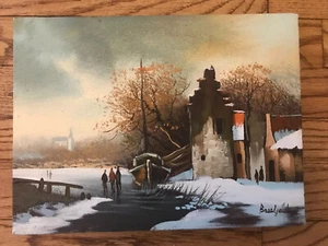 Vintage Original Ölgemälde Hendrik Breedveld Holland ""Landschaft"" 9 Zoll x 12 Zoll - Bild 1 von 6