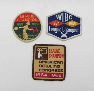 (3) Vintage WIBC ABC League Champion Patches 1963/1964 1964/1965 New/Unused - Image 1 of 2