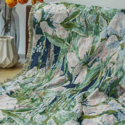 Vintage Green Floral French Jacquard Tapestry Upholstery Fabric for Sewing  - Image 1 of 4