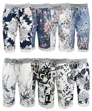 Caprihose Damen SHORTS kurze Hose Jogpants Sweatshorts Bermuda Joghose GR 36-44