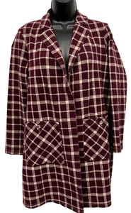 Harlyn by Anthropologie  Womens Jacket Dress Long Sleeve Red Plaid Flannel Small - Picture 1 of 6