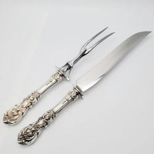 MASSIVES 13 3⁄4"" Reed & Barton Francis I Schnitzerei-Set Sterling Griff kein Mono - Bild 1 von 16