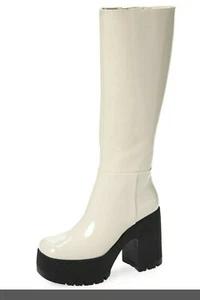 Botas Jeffrey Campbell Refresh hasta la rodilla plataforma tacón charol hielo EE. UU. 9,5 - Imagen 1 de 4