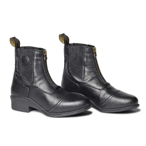 Botas de paddock veganas Mountain Horse para niños, cuero vegano, cremallera frontal, negras - Imagen 1 de 1
