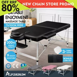 ALFORDSON Massage Table 2 Fold 55/75cm Foldable Portable Bed Aluminium Spa - Picture 1 of 118