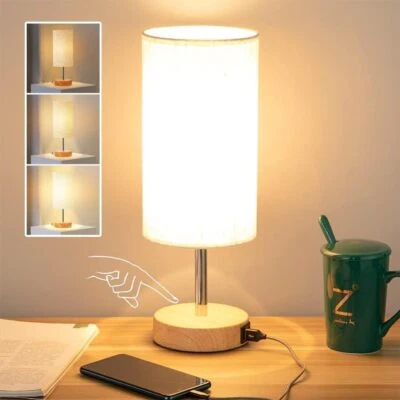 3-Way Bedside Lamp Touch Control Table Lamp with USB Charging Ports Dimmable - image 1 of 4