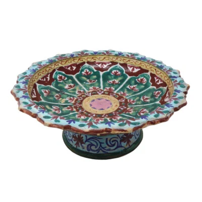 Large Antique Thai Bencharong Stem Plate - Image 1 of 4