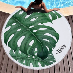 Large Beach Towel Customized Name Tropical Palm Coverup Wedding Bridesmaid Gift - Bild 1 von 5