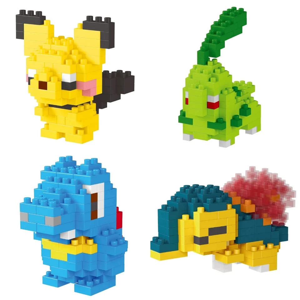 LNO Pokemon Pichu Chikorita Totodile Cyndaquil Nanoblock Building Blocks DIY