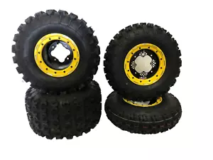 DWT G3 Beadlock Rims GBC XC Master Tires Front/Rear XC Kit Suzuki LTR450 LTZ400 - Picture 1 of 4