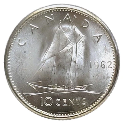 Canada 1962 BU UNC Uncirculated Silver Ten Cent Piece!! - Image 1 of 2