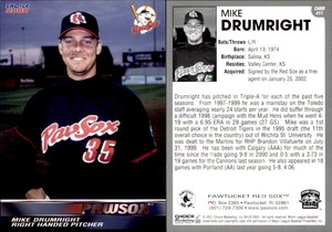 Mike Drumright 2002 Choice Pawtucket Red Sox #11 Card *AutographDen*