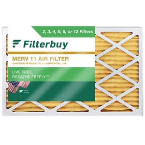 Filterbuy 16x25x2 Pleated Air Filters, Replacement for HVAC AC Furnace (MERV 11) - Picture 1 of 14