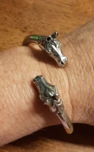 Beautiful Sterling Kabana Horse Head Torque Bangle Bracelet - Picture 1 of 7