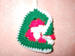 * Hand made Crochet stocking ornament gift bag (white/ green/ red) . - Picture 1 of 1