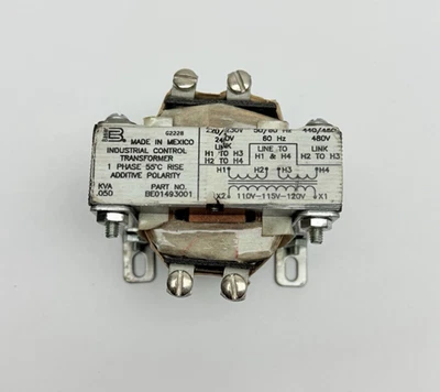 BE01493001, TRANSFORMER, 220/230/240,440/460/480 to 110/115/120 VOLT - image 1 of 4