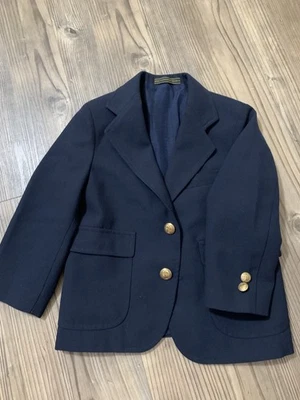 Blazer Nordstrom Niños Niños Azul Marino Mezcla Lana Botón Dorado Talla 4 Foto 1 de 4