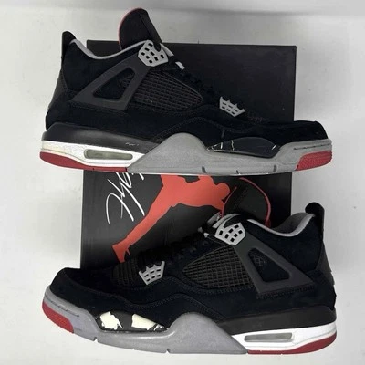 Air Jordan 4 Retro Bred 2012 308497 089 Black/Cement Grey/Fire Red Size 11 - Image 1 of 4