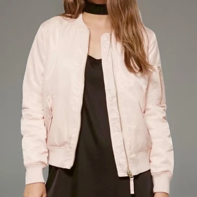 Mujer Forever 21 Chaqueta Bomber Rosa Claro Abrigo Ligero Cremallera Talla L Retro Años 90 Foto 1 de 4