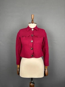 Abrigo Mujer La Maille Sezane Paris Talla 2XS Rojo Lana Merino Manga Larga Botón - Imagen 1 de 7