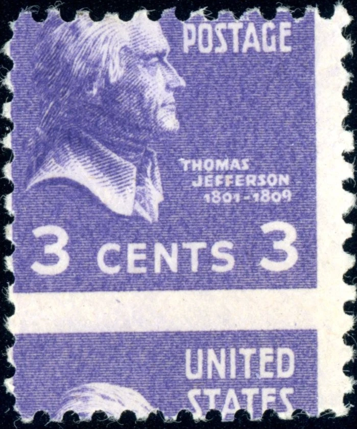 EFO 807 3c PREXY --- MISPERFED --"UNITED STATES" AT BOTTOM OF STAMP - Image 1 of 1