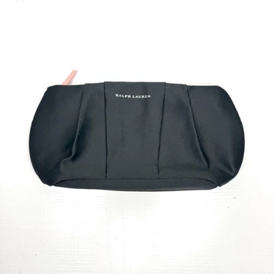RALPH LAUREN Satin Cosmetic Pleated Rectangle Top Zip Soft Bag Black Pink - Image 1 of 4