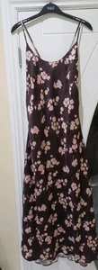 M&S ROSIE Satin Floral Long Chemise Nightdress Size 12 PINK/BROWN MIX - Picture 1 of 7