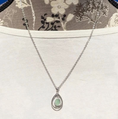 Collar Colgante Declaración Pasarela Crisoprasa Varios Colores Verdes Tono Plata Foto 1 de 4