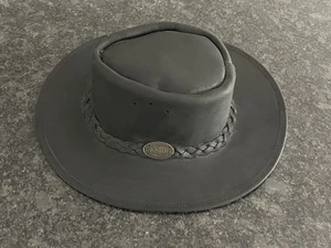 Vtg The Original Rogue Outdoor Black Leather Handcrafted Hat South Africa Small - Picture 1 of 8