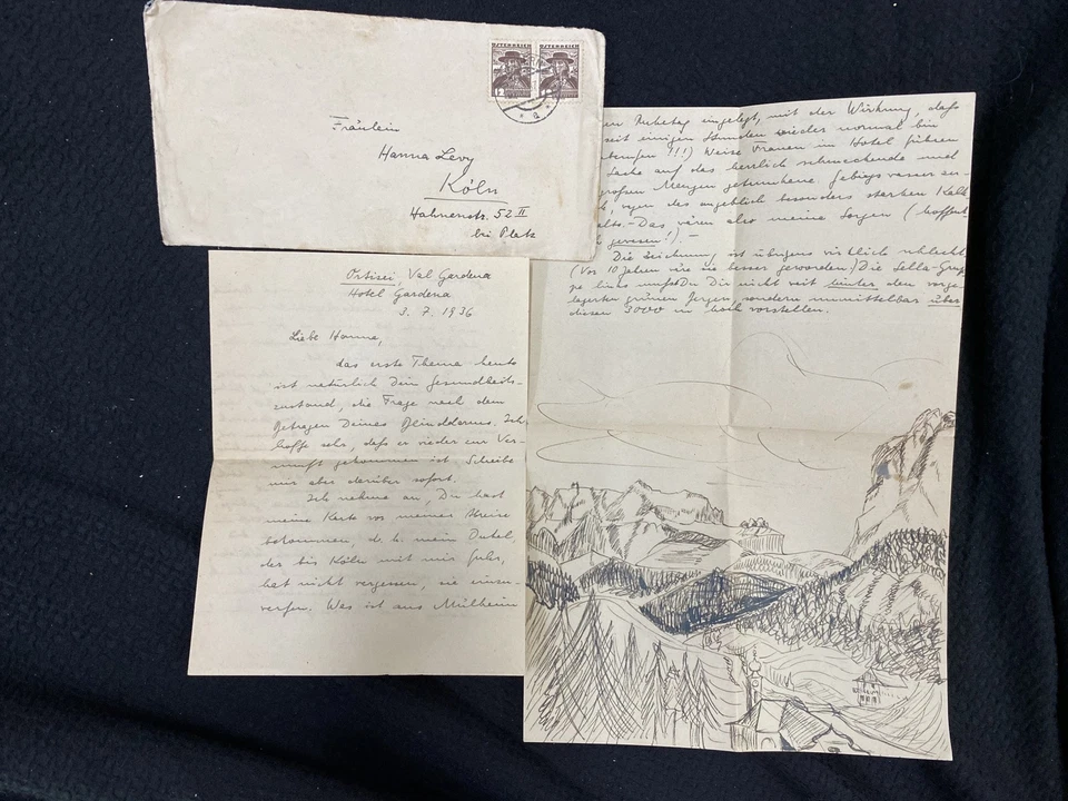 RARE Letter With Jerusalem Draw From Dr Kurt Steinberg To Nazi Germany 1936 — 第 1/2 张图片