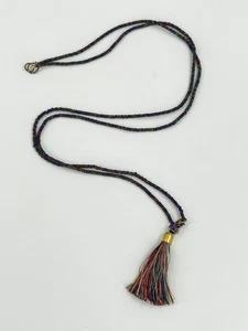 Boho Multicolor Beaded Necklace with Tassel Pendant 30 Inch Long Single Strand - Picture 1 of 5