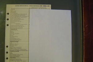 Suzuki Service Specs Specifications GS1000C , EC GS-1000C , EC - Picture 1 of 2