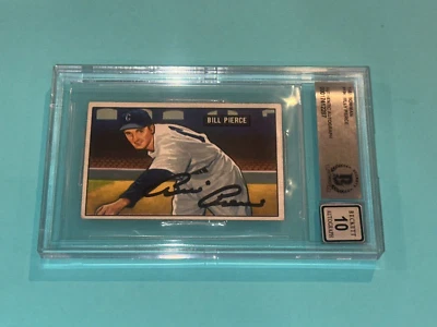 BILLY PIERCE Signed 1951 BOWMAN ROOKIE Card #196 Beckett Auth (BAS) AUTO 10 RC - Image 1 of 2