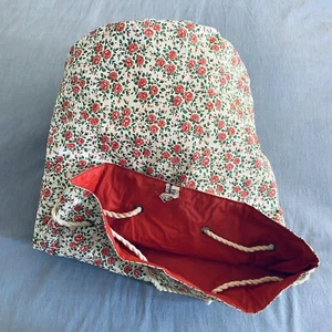 60s Vintage rose flower print made in Holland barrel beach bag - Picture 1 of 10