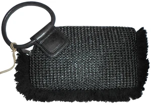 HOBO Sable Black Straw Fringe Purse Clutch Wristlet NWT - Picture 1 of 6