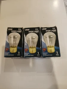 (3 Pack) Feit Electric 11W Sign Lamp Standard Base 130 Volt Clear  - Picture 1 of 2