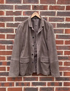 All Saints Mens HOPTON Suede Blazer Jacket LARGE Leather Rugged Slim B188 - Picture 1 of 10
