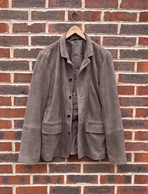 All Saints Mens HOPTON Suede Blazer Jacket LARGE Leather Rugged Slim B188 - Image 1 of 4