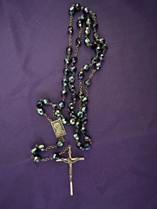 Vintage Aurora Borealis “AB” Crystal Rosary - Made in Italy - Picture 1 of 14
