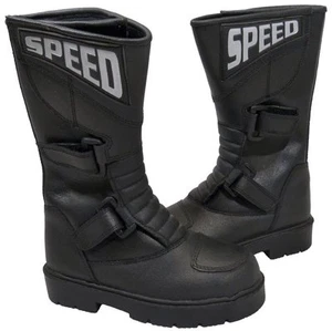 Kids Childs Childrens Motorcycle Motorbike Bike Quad Boot 001 Speed Black - T - Picture 1 of 3