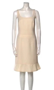 $1190 Vestido Akris Punto Crema Sin Mangas Volantes Dobladillo Ajuste Acampanado Cambio Lana Talla 8 - Imagen 1 de 11