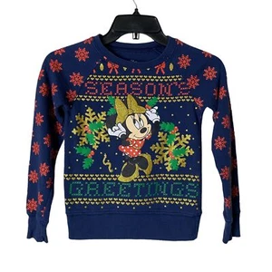 Disney Minnie Mouse Christmas Season's Greetings Girl Small 6/6X Sweatshirt - Picture 1 of 7