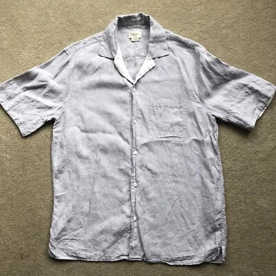 Club Monaco Men’s Pure Linen Button Up Camp Collar Shirt Grey Size S / M - Image 1 of 4