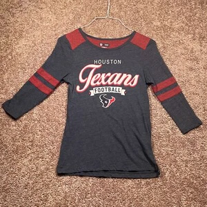 Camiseta Team Apparel NFL para mujer pequeña gris poliéster Houston Texans manga 3/4 - Imagen 1 de 4